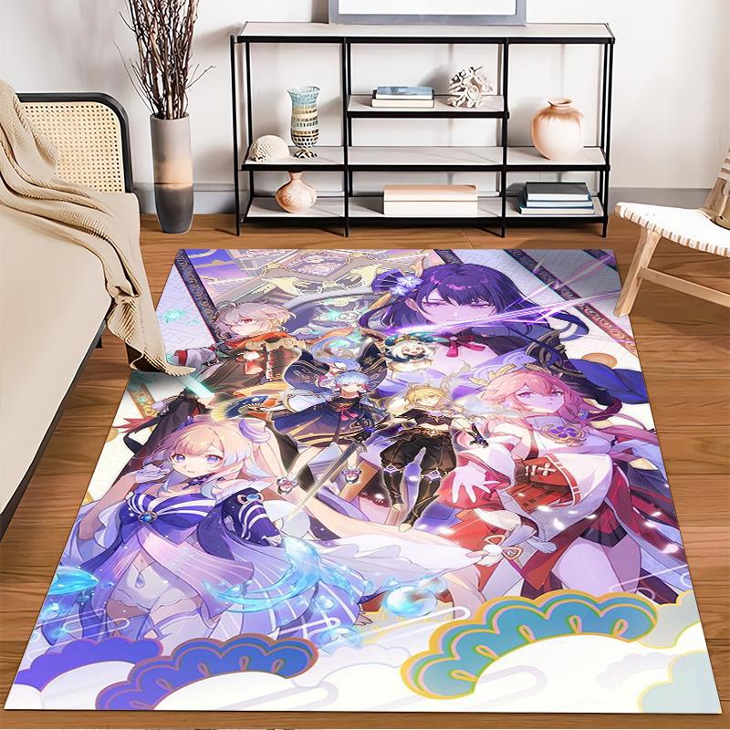 "Anime Character Group Pattern Carpet with Vibrant Fantasy Design" Suitable for use as an anti-slip for living room bedroom sofas