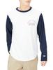 Champion Long Sleeve Size Collegiate Graphic Round Long Men's T-Shirt, Navy, L, 100% Cotton, Print, Hem, Sleeve, Basic, C3-W410