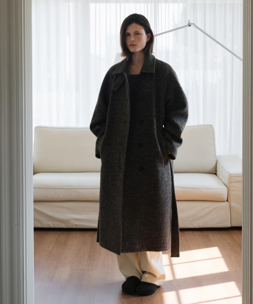 Unnout Alpaca Vintage Robe Coat Brown