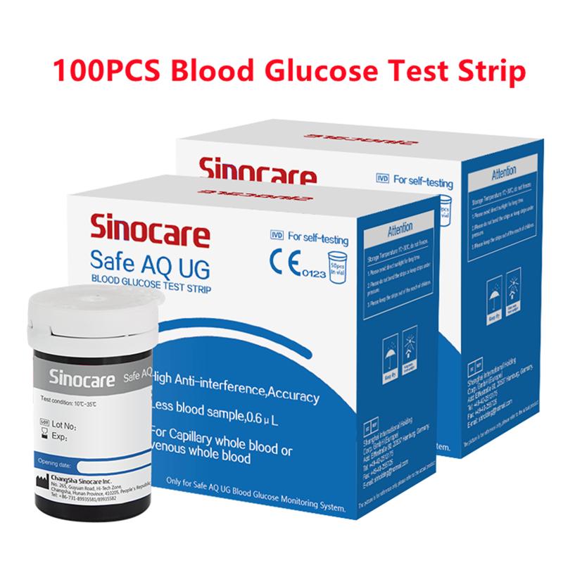 Sinocare 50/100 шт. тест-полоски на мочевую кислоту и глюкозу в крови для безопасного AQ UG монитора диабета подагры беременных