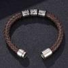 Fashion Men Jewelry Leather Bracelet Viking Charm Stainless Steel Cuff Bracelets With Strong Clasp Fashion Bangles
