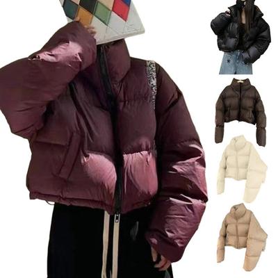 Осенне-зимняя женская верхняя одежда больших размеров с тонкой подкладкой и утолщенной подкладкой, теплая короткая стойка с воротником-стойкой, свободная застежка-молния, верхняя одежда для хлеба