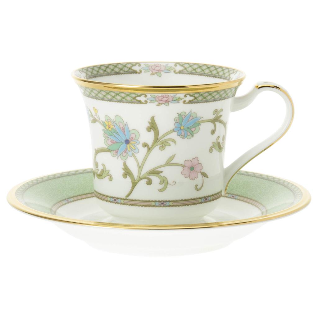 Американская чашка-блюдце Noritake 220 куб. см Yoshino 2 Customers Green Bone China & (Парный набор) Y6704/9983