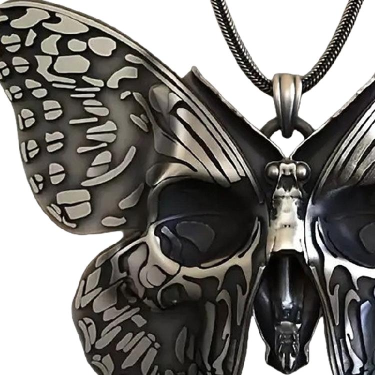 Дерзкое ожерелье-подвеска из цинкового сплава, демонстрирующее готический шарм в виде черепа и бабочки, цепочка для наслаивания нарядов