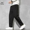 Men's Retro Corduroy Wide-Leg Trousers - Chinese Style, Straight, Casual, Loose Fit, Perfect for Spring and Autumn