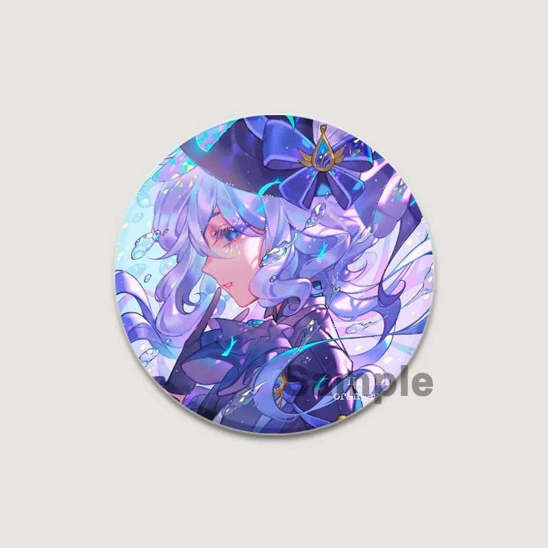 32/44/58mm Anime Genshin Impact Pins Cute Cartoon Furina Badge Handmade Tinplate Brooches Breastpin for Backpack Clothes Gift Accessorys