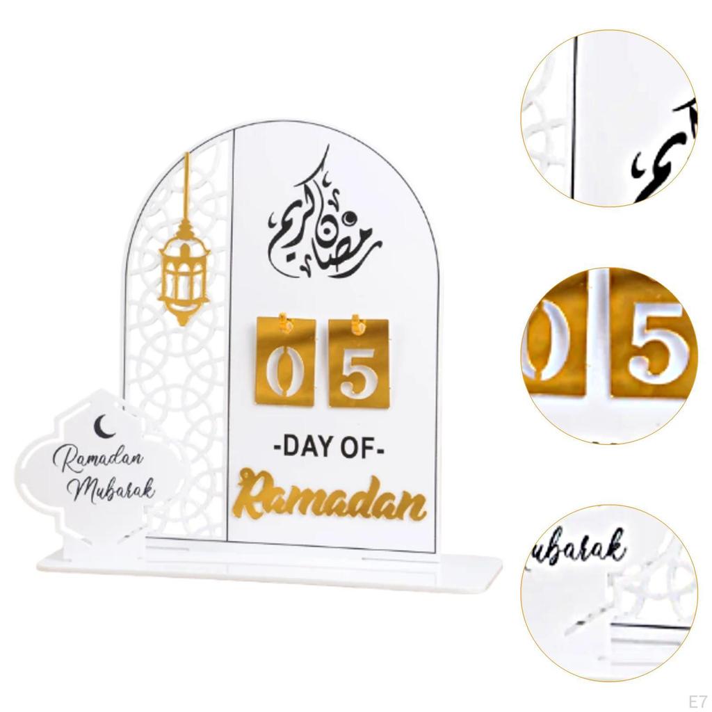 Ramadan Advent Calendar Centerpiece Sign Eid Decor for Window Mantle Bedroom