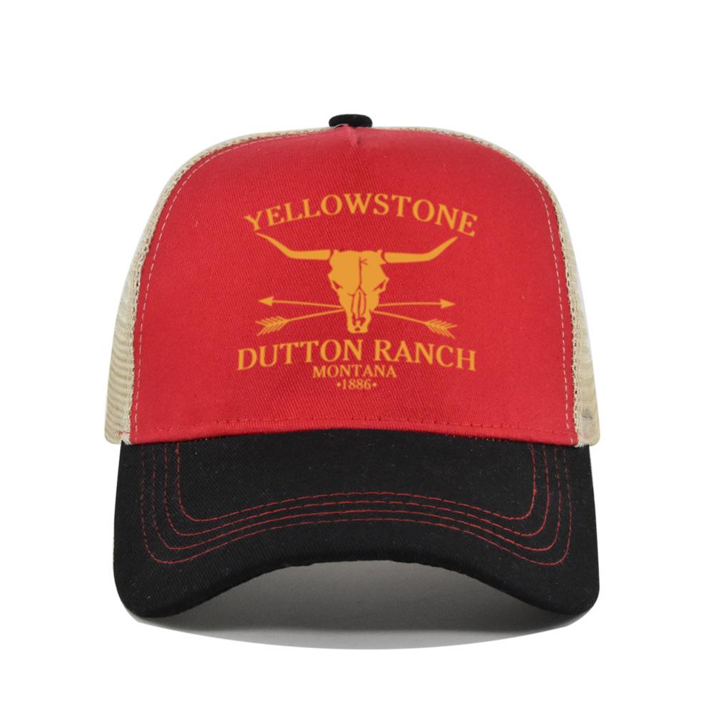 Cotton Front Mesh Back Trucker Cap, Bull Skull Print Adjustable Snapback Baseball Hat Unisex Western Style Outdoor Sports Sun Hat