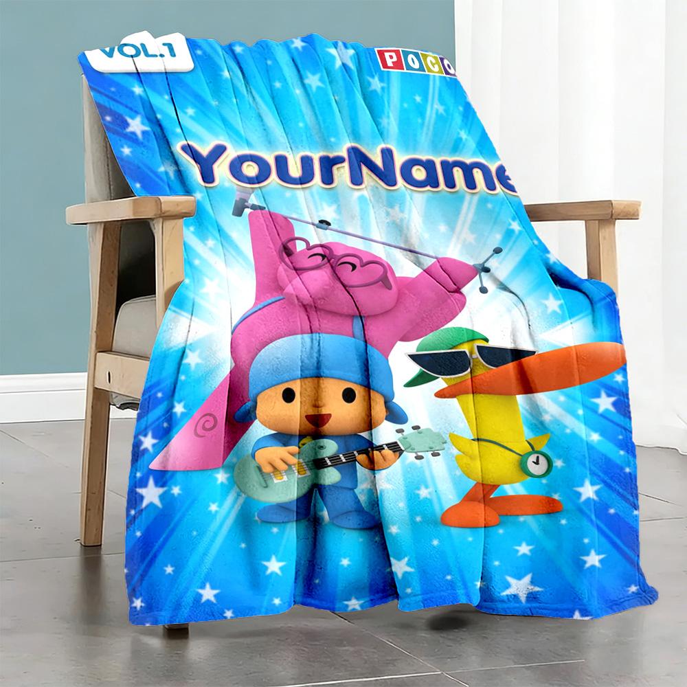 Pocoyo Personalized Name Blanket Multi-purpose Personalized Blanket Durable Comfort Great for Livingroom Sofa Living Room Picnics
