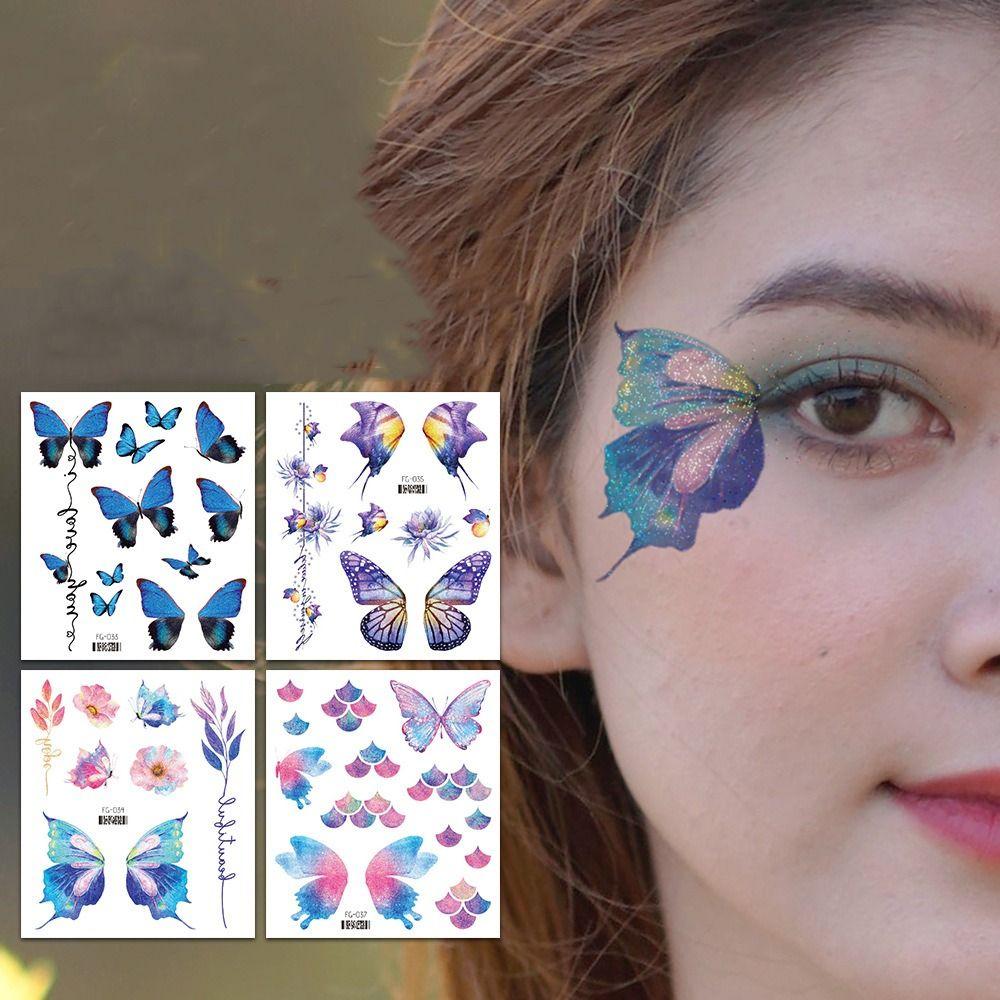 People Artistic Water Transfer Sticker Temporary Tattoos Glitter Tattoo Stickers Butterfly Tattoo