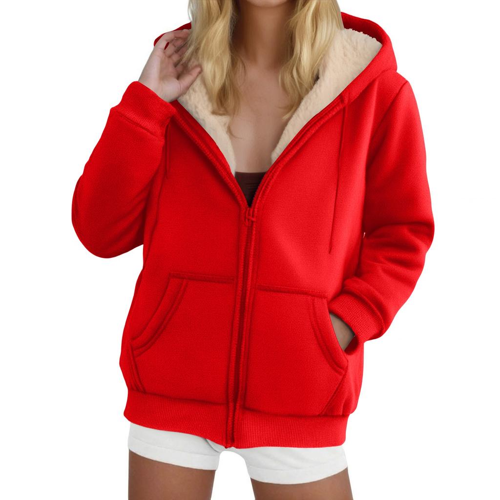 Women's Fashion Casual Sweatshirt Loose Zipper Cardigan Long Sleeve Hooded Jacket