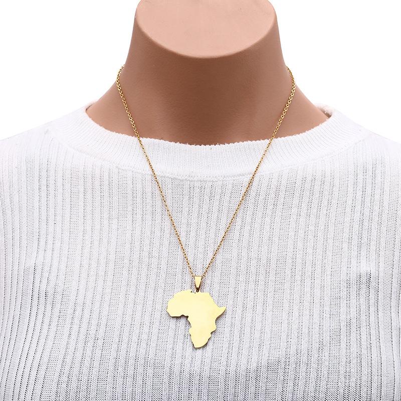 Classic Africa Map Pendant Simple and Versatile Fashion Titanium Steel Men's and Women's Necklace