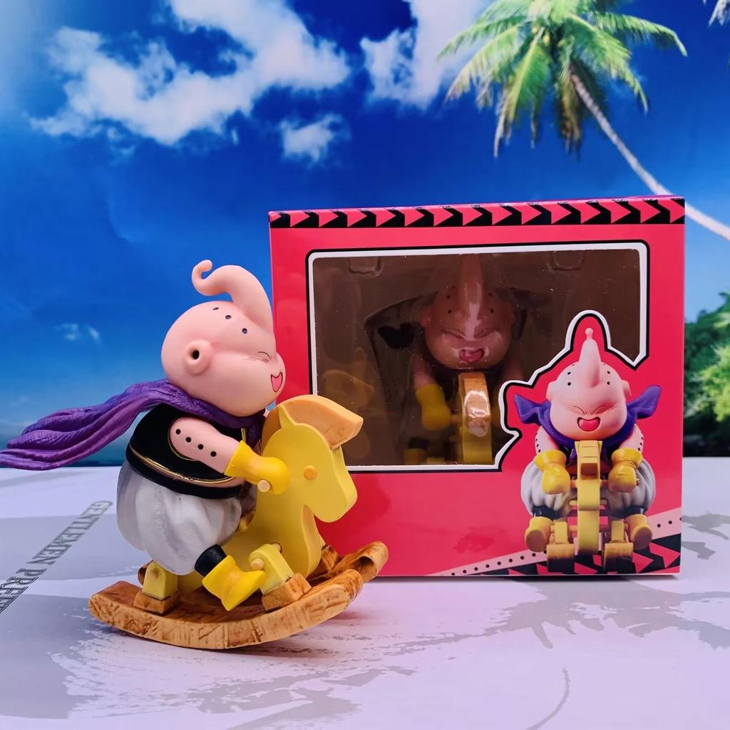 Cartoon Anime Dragon Ball Super Saiyan Swing Horse Majin Buu Cute Model Doll Action Toy PVC Desk Car Decoration Christmas Gift