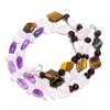 Natural Tiger Eye Amethyst Moonstone Gemstone Smooth Beads Necklace 17" UB-4937 UB-4937