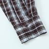 1116 Spring and Autumn Irregular Oblique Placket Plaid Shirt Women's High Neck Retro Top Design Sense Niche Shirt Wholesale