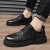 Мужские туфли из натуральной кожи на толстой подошве в модном повседневном стиле для отдыха на природе, для вечеринок, для офиса, для взрослых, классические черные туфли