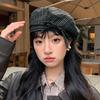 Женская шляпа художника в корейском стиле с бантом, женская восьмиугольная кепка, милый клетчатый берет, шляпа для девочки