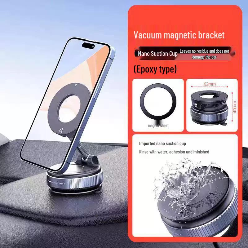 Leather Texture Rotating Magnetic Car Phone Holder with Strong Vacuum Suction Cup