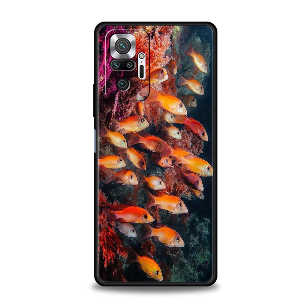 Мультяшный милый чехол для телефона с рыбками для Xiaomi Redmi Note 14 5G 13 12 10 11 Pro Plus 4G 14C 13C 12C 10C 9C Мягкий чехол из ТПУ