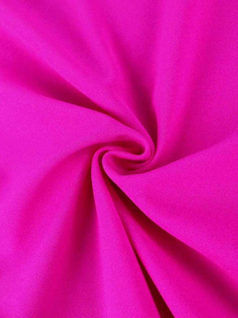 AOMEI Облегающие комбинезоны для женщин с оборками на одно плечо и длинным рукавом с высокой талией Fushcia Вечерний комбинезон для дня рождения, события, большие размеры