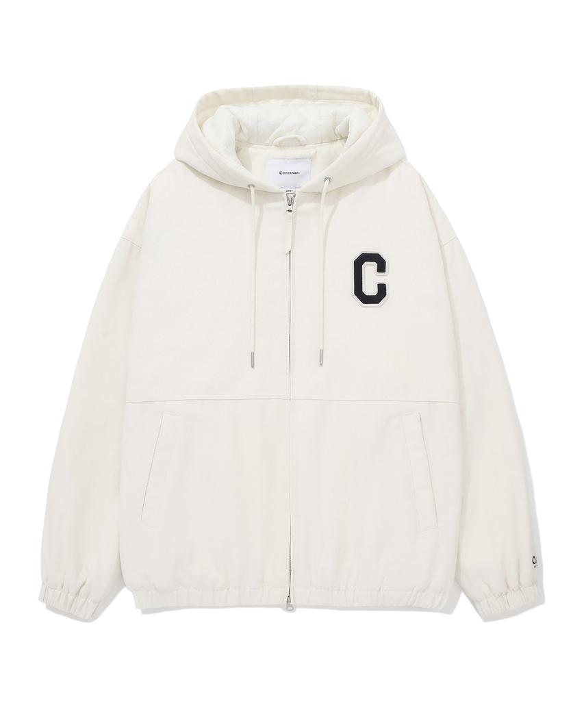 Covernat C Logo Heavy Oxford Hoodie Jacket Ivory