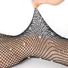 Long Rhinestone Fishnet Gloves for Women Sparkly Mesh Elbow Length Gloves for Rave Party Halloween Wedding Costume Accessories