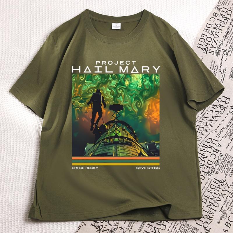 Project Hail Mary Space T-shirt Men Women Grace Rocky Save Stars Tshirt Sci-Fi Book Lover Tee Cotton Short Sleeve Clothes Tops