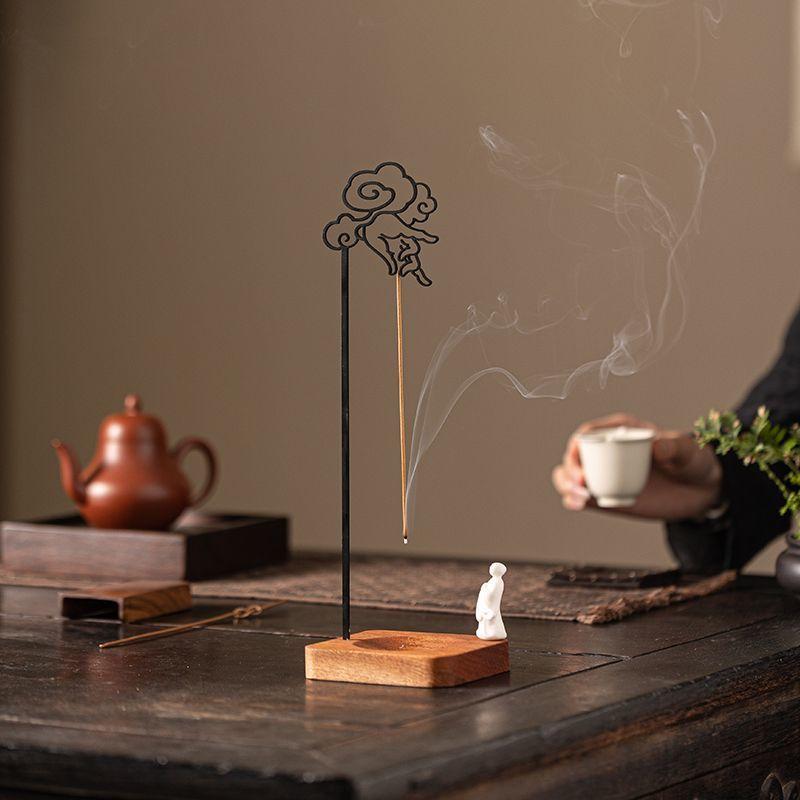 Creative Bergamot Upside Down Incense Burner Incense Stick Holder Wooden Round Incense Tray Ornament Bedroom Home Yoga Decor