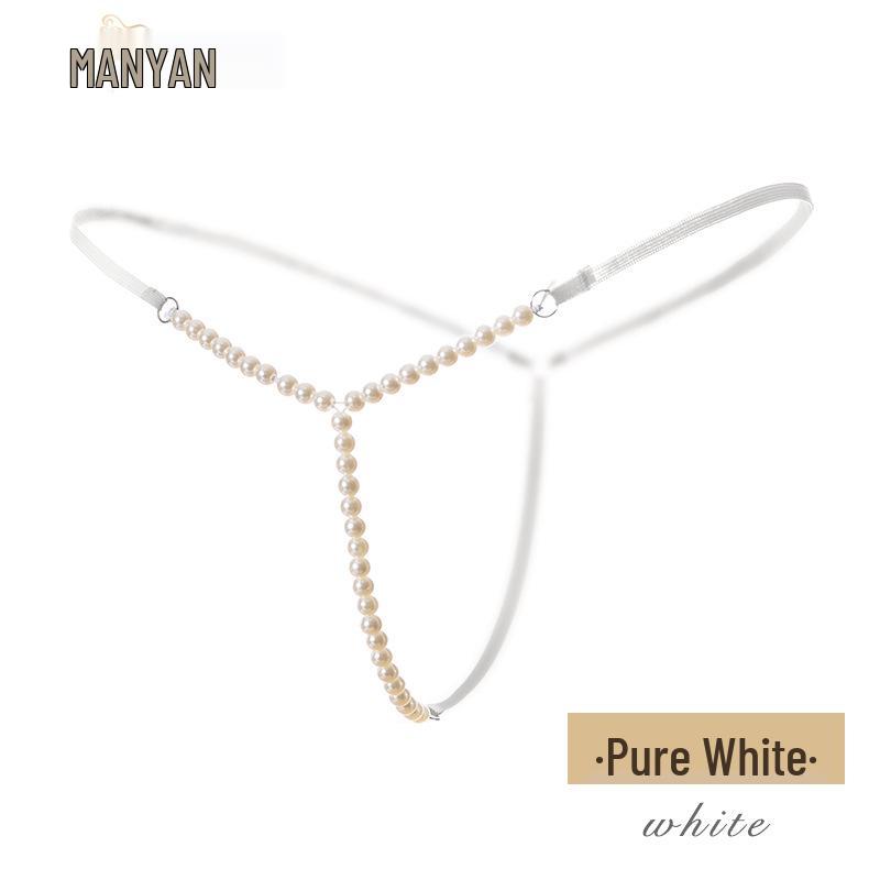 Элегантное прозрачное стринги с Т-образной спинкой и жемчужной отделкой для женщин