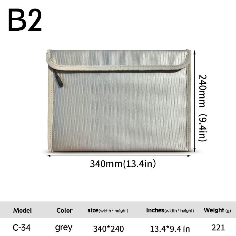 340x240 Fireproof File Bag Fiberglass Fireproof Water Resistant Faraday Storage Money Passport Security Document File Folder