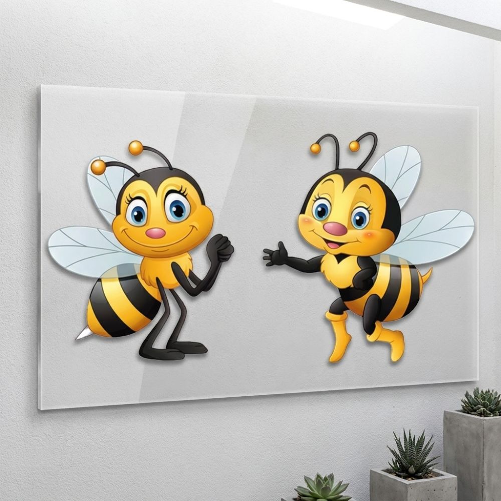 2Pcs Sun Resistant Garden Bee Hanging Plaque Waterproof Outdoor Bee Art Hanging Courtyard Outdoor