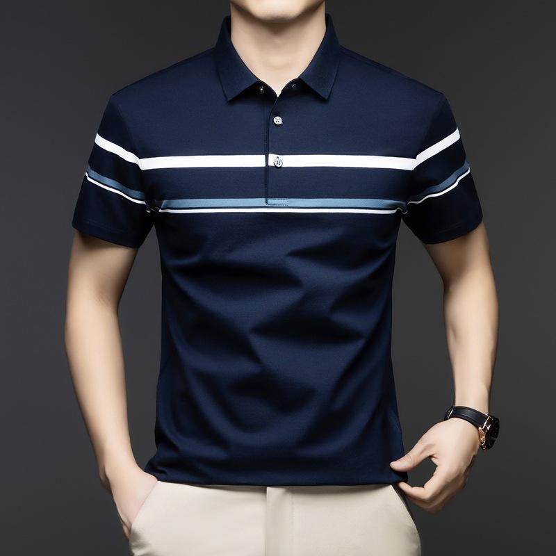 Мужская рубашка поло со средним лацканом, бесшовная, деловая, повседневная, дышащая, не требующая глажки, футболка с короткими рукавами