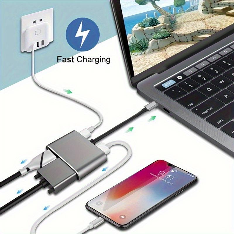 Адаптер-хаб Type C 4 в 1 многопортовый с USB 30, VGA, HDTV, цифровым AV и портом для зарядки PD, совместимый