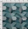 oneOone Cotton Flex Dusty Teal Blue Fabric Dot|Check & Triangle Geometric Dress Material Fabric Print Fabric By The Yard 40 Inch