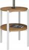 Stolik Nocny Okrągły Loft Z Półką 35X35X46 Cm Metalowy Biały