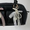1Pcs Sweet Lace Bow Beaded Bow Keychain Phone Charm Strap Pendant For Phone Accessories Bag Hanging Cord For Women Girl