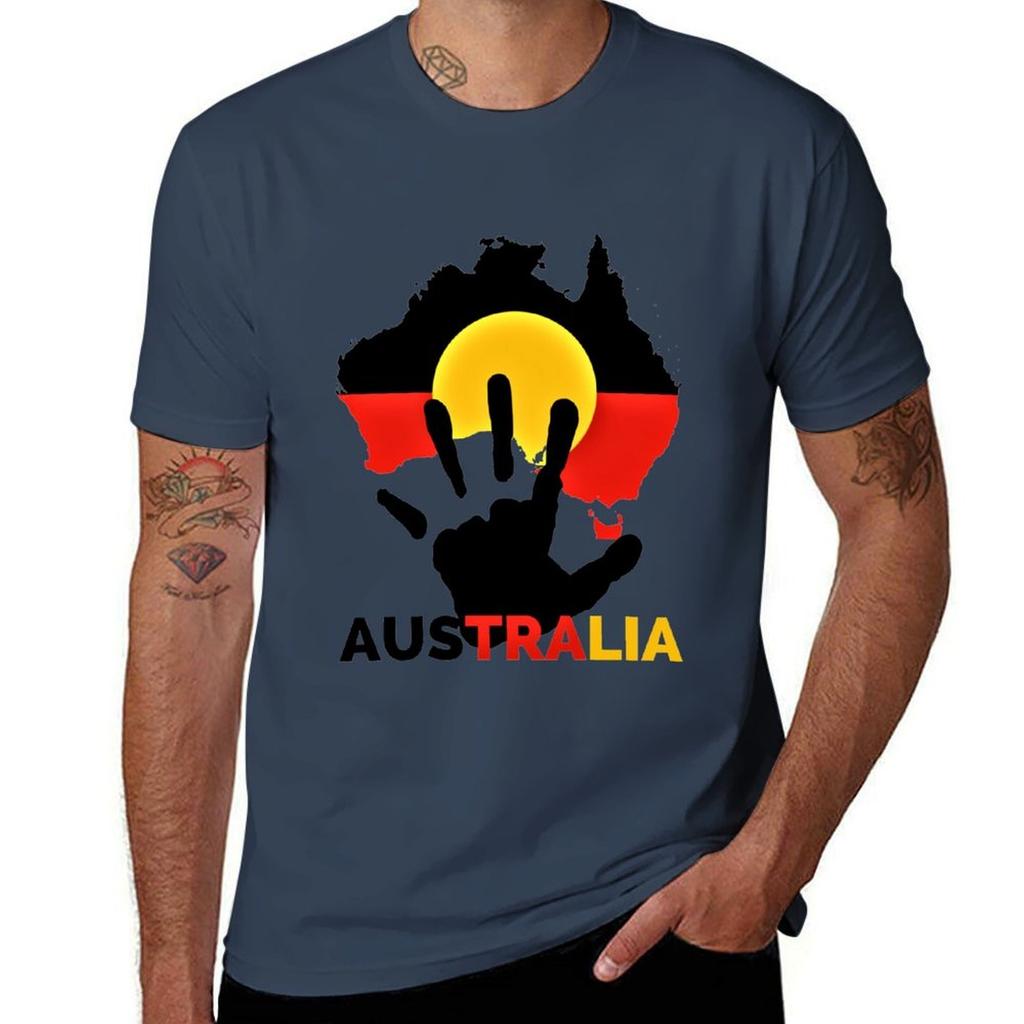Australian Aboriginal Flag And Hand TShirt t shirt for Unisex Unisex t shirt cotton TShirt