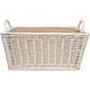 Panier à Bûches - Creative Home - 47 x 33 x 30 cm - Tissé à la Main - Intérieur en Jute - Blanc
