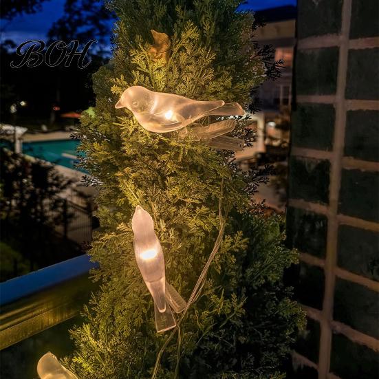 Weatherproof Solar Light Chain Bird String Lights, Outdoor Waterproof Garden Light, Warm Lights Glow LED for Patio Balcony Lawn Decor Celebration