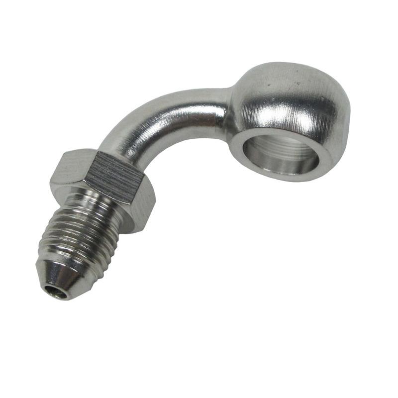 Stainless Steel 3/8" 10mm AN3 90 Degree Banjo Brake Line Adaptor Fitting For Harley Touring Road King FLHX FLHT Sportster