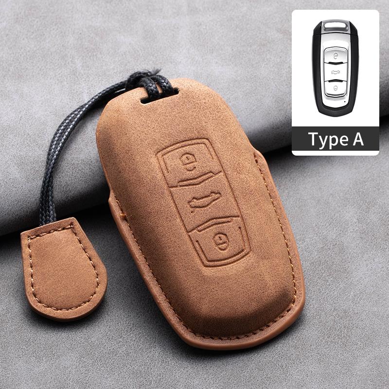 Leather Car Key Case Cover Fob Shell For Geely Borui EX7 Coolray Azkarra Tugella FY11 Atlas Pro New Emgrand GS X6 SUV EC7 GT GC9
