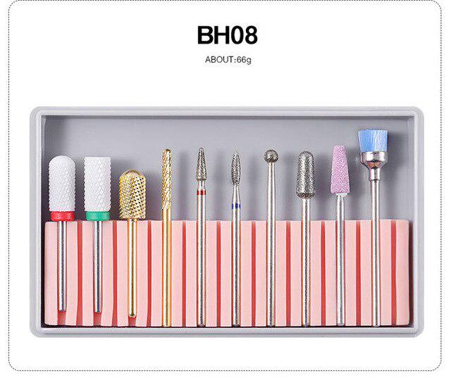 1 Set New Grinder Nail Drill Bits Alloy Tungsten Steel Ceramic Nail Files Sanding Head Set Polishing Manicure Tools Kit 8 Colors