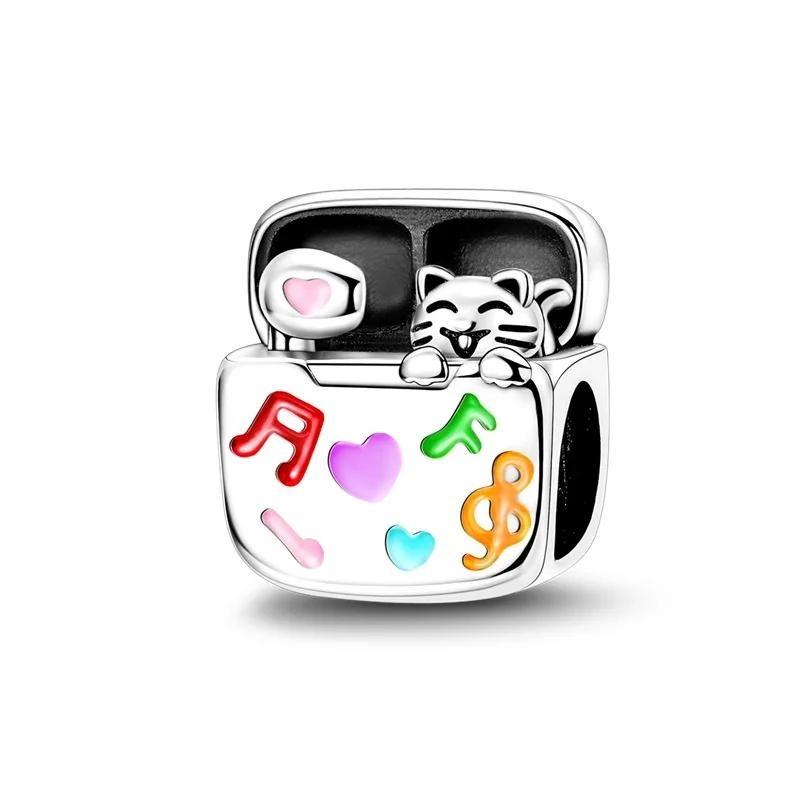 Снова в школу Медные шармы Сумка Наушники Кубик Рубика Часы Игровая консоль Бусина Подвеска Подходит для браслета Ожерелье Ювелирные изделия