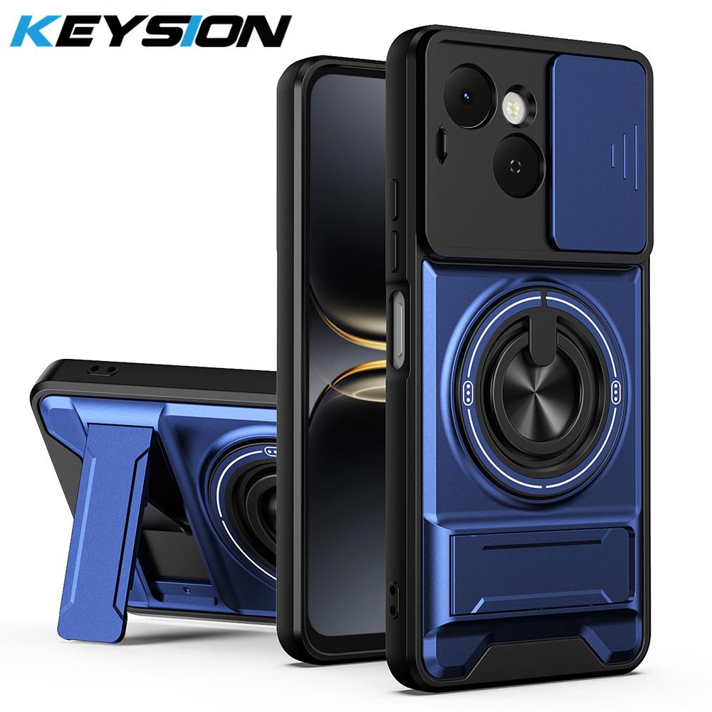 KEYSION Магнитный чехол для телефона TECNO Spark 40C 4G с защитой выдвижной камеры, вертикальной подставкой, кольцом 360° и ударопрочной задней крышкой