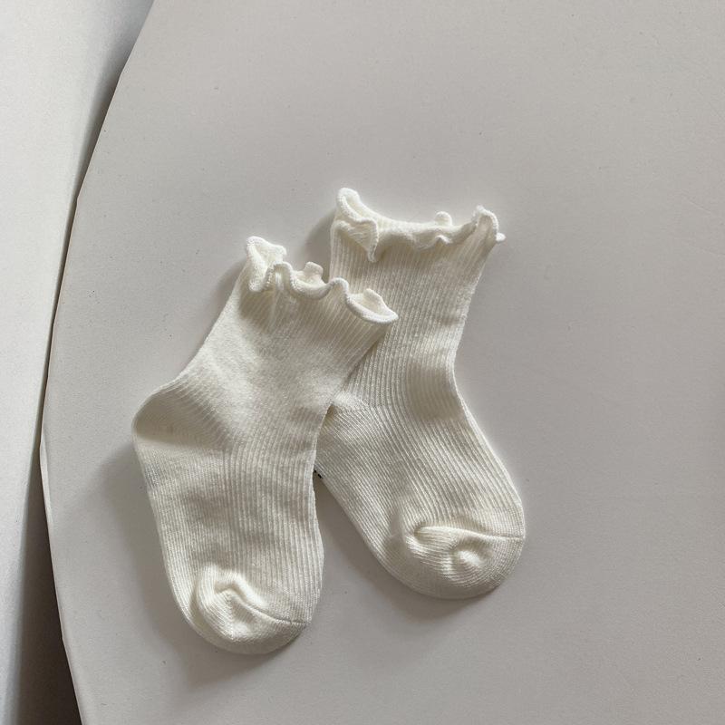 Детские короткие носки без ножек без ножек из чистого хлопка со свободным ртом и деревянным краем уха для мальчиков, средние носки-трубочки для девочек, кружевные носки для младенцев, носки