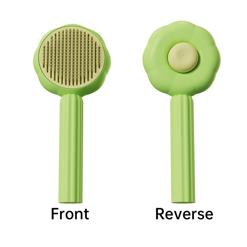 New Sunflower Pet Grooming Brush Self-cleaning, Curved Teeth, And Resin Protection For A Gentle, Spa-like Experience