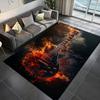 Golden Treble Clef Musical Note Smoky Dark Print Large Area Rug Soft Flannel Non Slip Floor Carpet for Living Room Home Decor