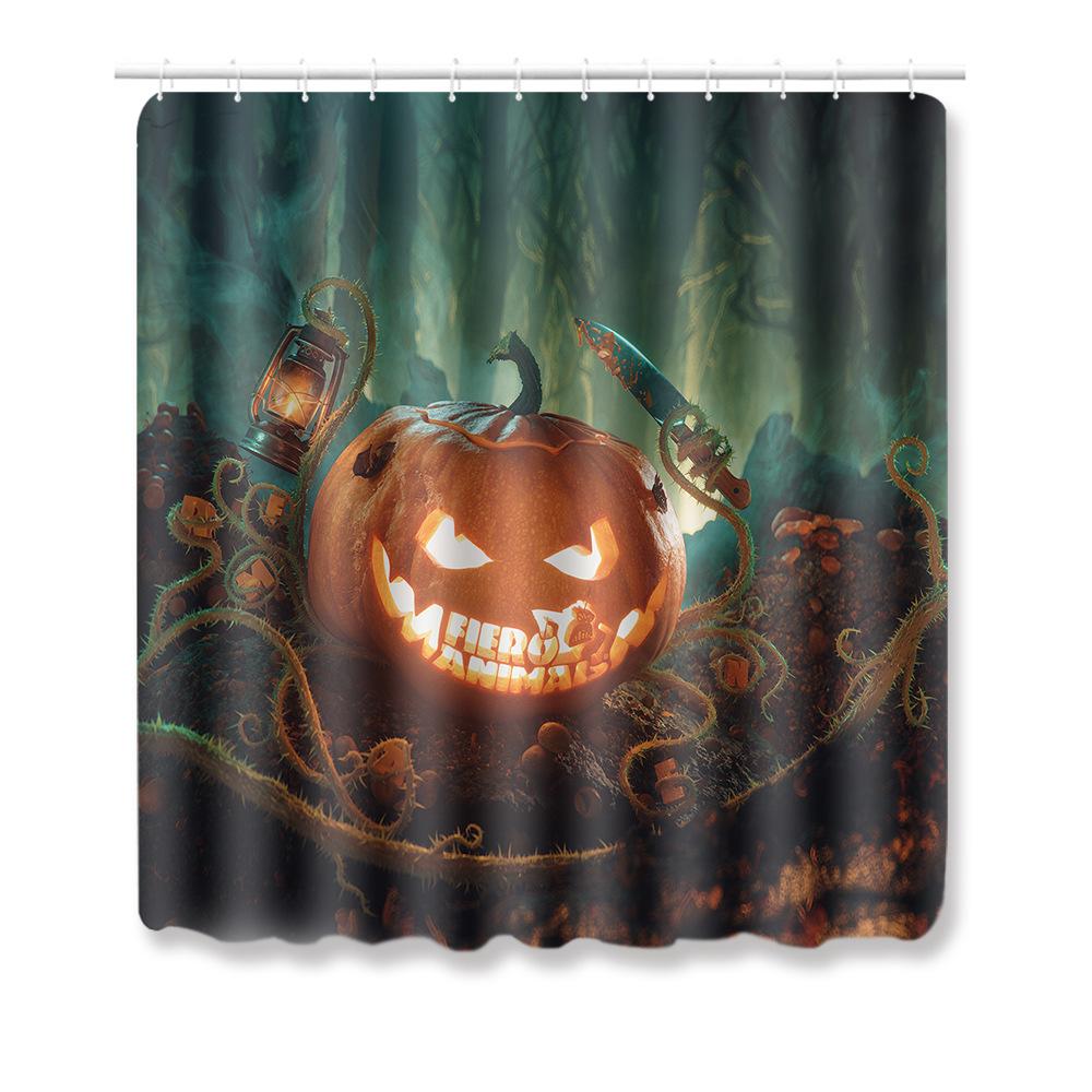 Halloween Shower Curtain Floor Mat Combination Four-Piece Set Kitchen Absorbent Non-Slip Carpet Bedroom Door Mat