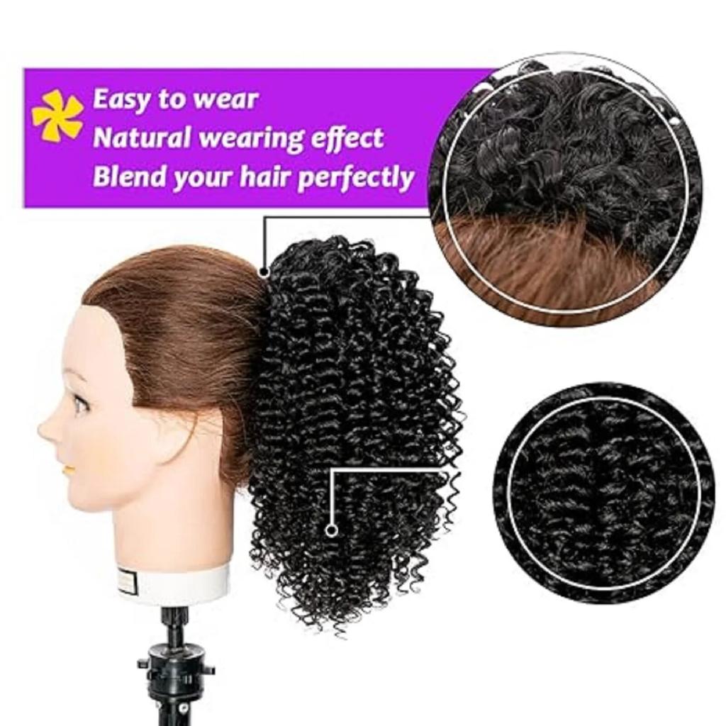 1 упаковка, удлинитель на шнурке, 12 дюймов, короткий черный, афро, вьющийся, с двумя зажимами, удлинитель для чернокожих женщин, Хэллоуин