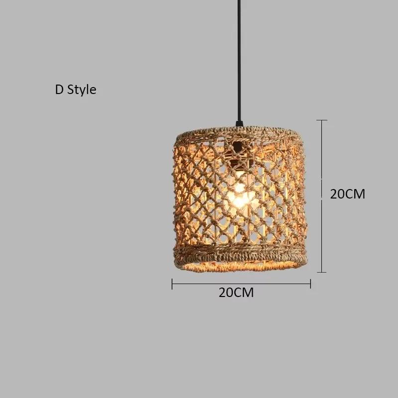 Retro Bamboo Woven Pendant Lamp Rattan Woven Room Dining Japanese Bamboo Art Lantern Tea House Lighting Fixtures